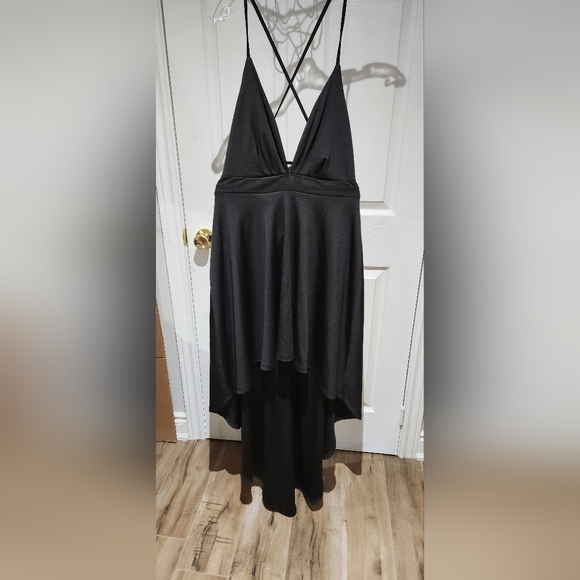 Women's Fashion black V-Neck Large Swing Sexy Sleeveless Backless Dress - Picture 8 of 9